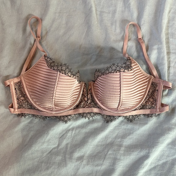 Victoria’s Secret Pink Ribbed Dream Angels Balconet Bra 32D - Picture 1 of 8